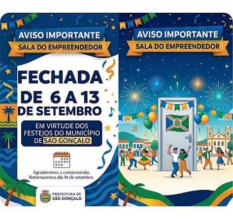 AVISO IMPORTANTE – SALA DO EMPREENDEDOR